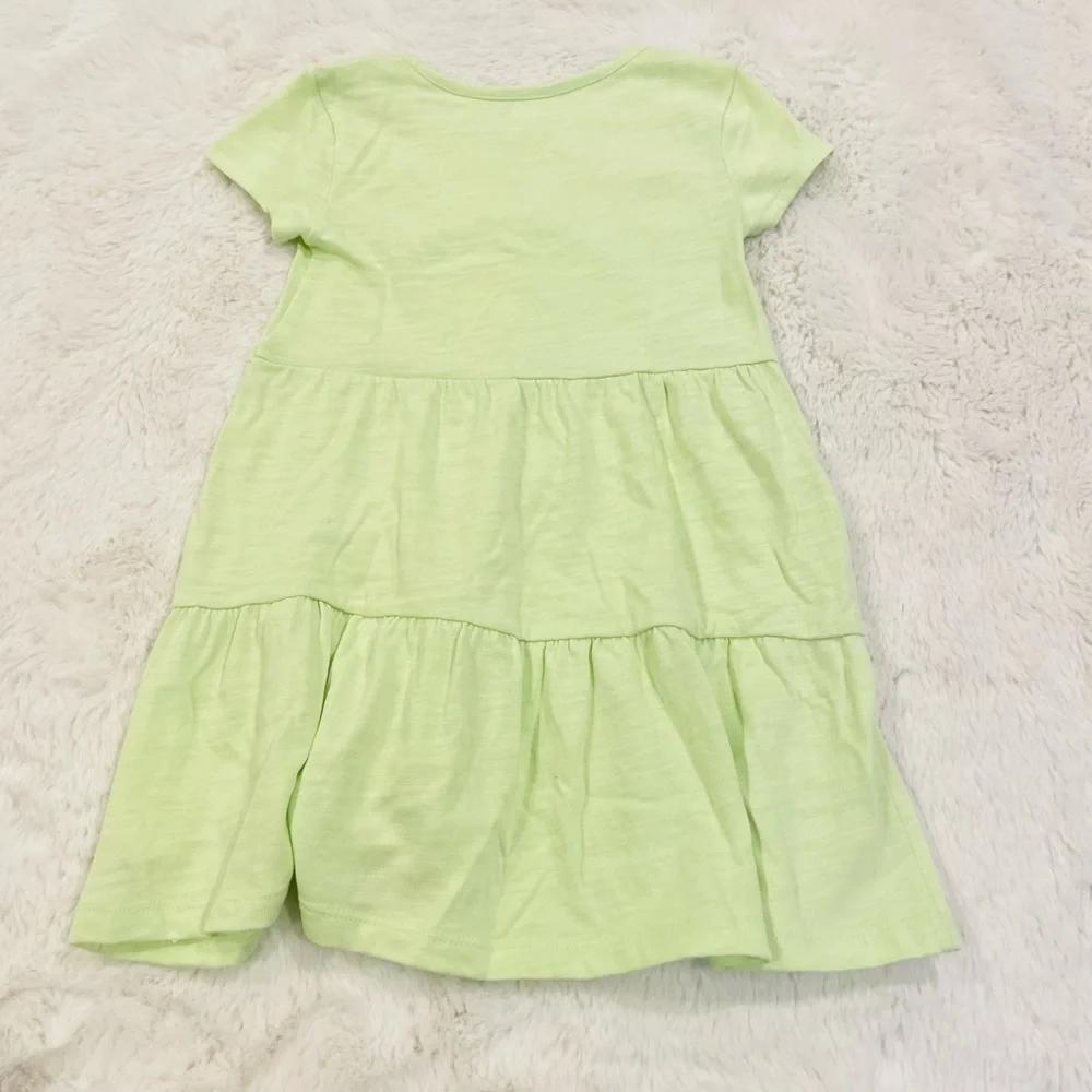 Old Navy Short-Sleeve Tiered Slub-Knit Dress in Pale Citron Girl’s Size XS/5